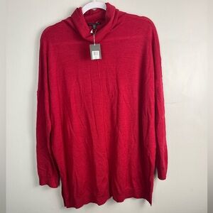 NWT Eileen Fisher Red Turtleneck Box Top sweater size small , 100% merino wool